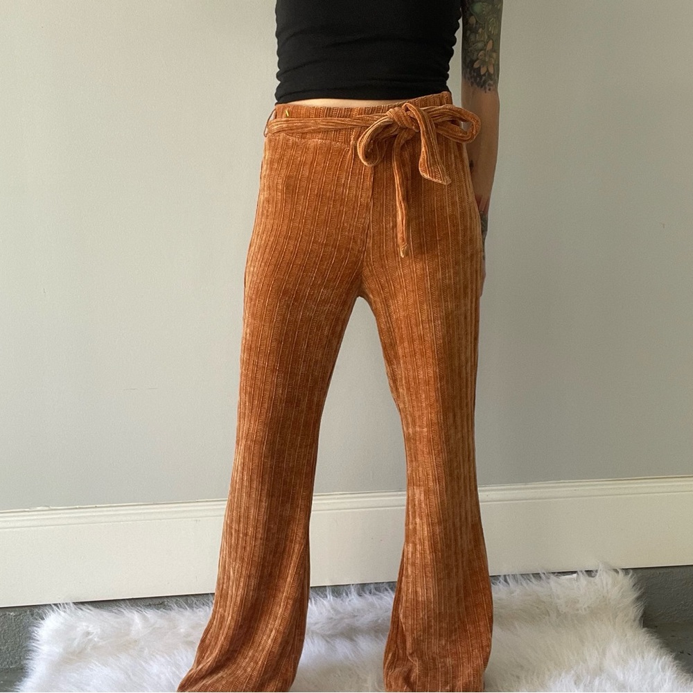 GB Knit Deep Orange Pants with Belt